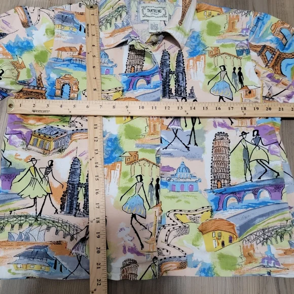 Vintage Oversized Tantrums Jacket Womens Size Large Paris France Print Colorful - Picture 3 of 6